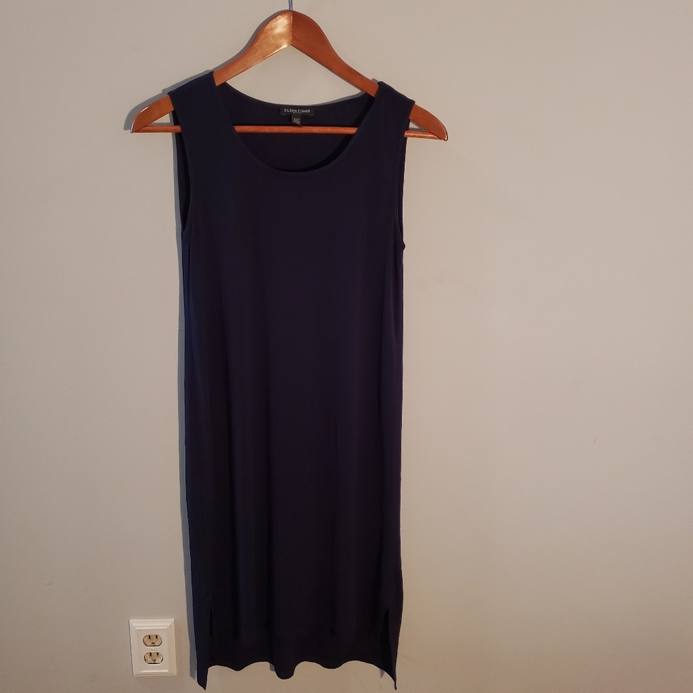 Eileen Fisher Silk High Low Scoop Neck Tank Dress - Picture 2 of 7